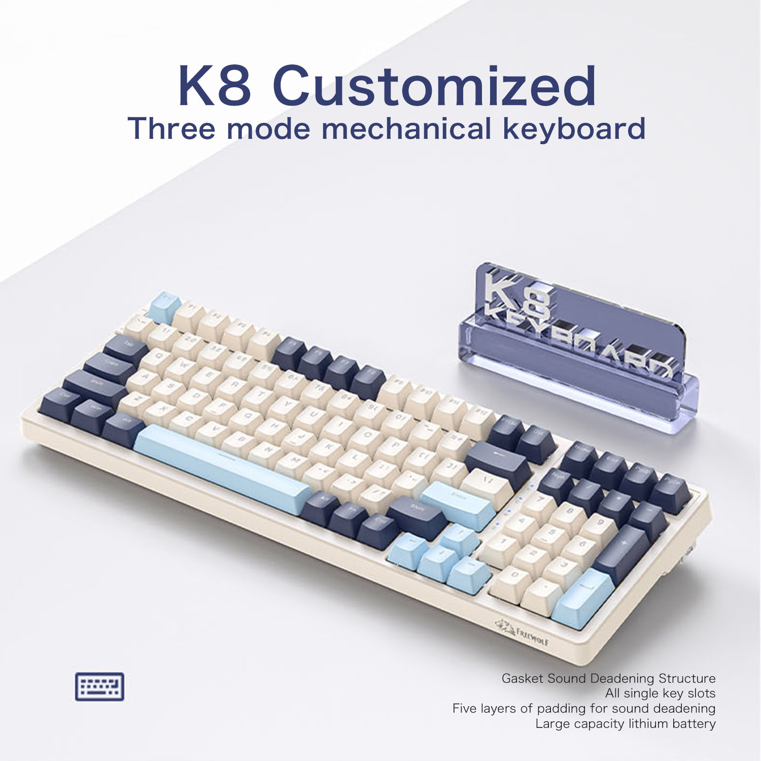 K8 100 Key Wireless Mechanical Keyboard Tri-mode Connection,Full Key Swap,lighting Effects,Gasket Muffler Structure, Laptops