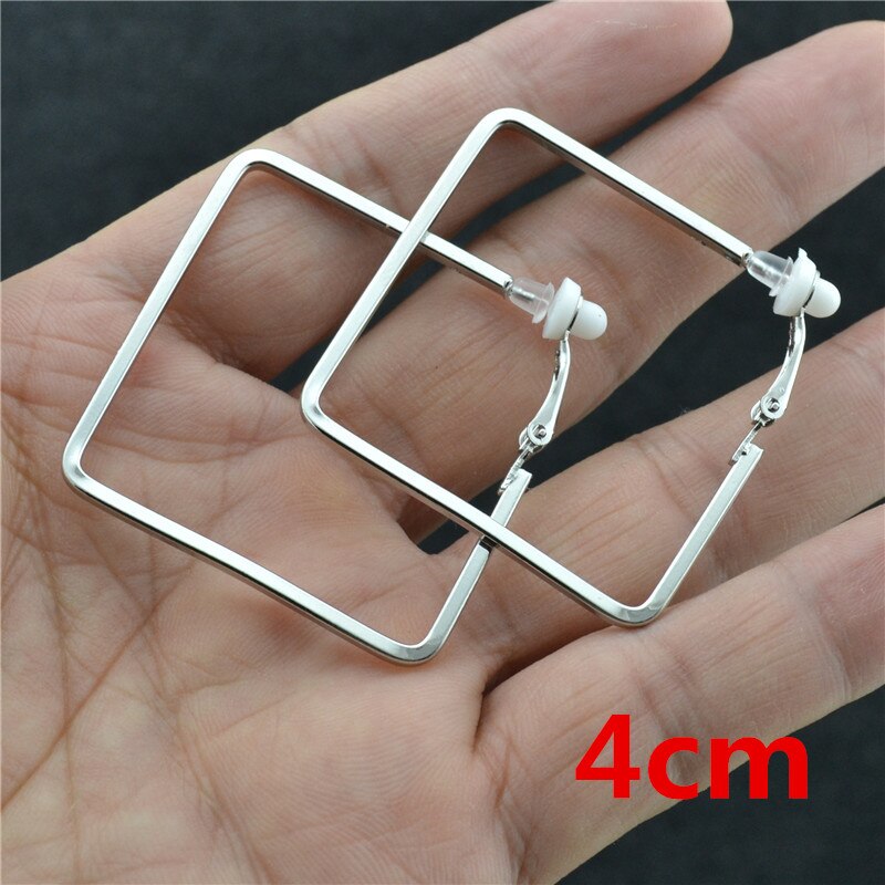 Clip On The Ear Without Piercing Earrings for Women Jewelry Fine Accessories Non Pierced Girl Students Ladies Earrings: silver clip 4cm