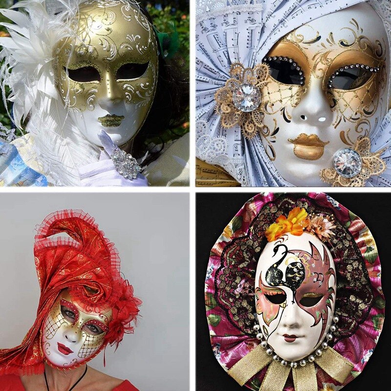 White mask , 12 pcs halloween full face mask blank diy mask dance cosplay party plain masquerade paper mask to decorate