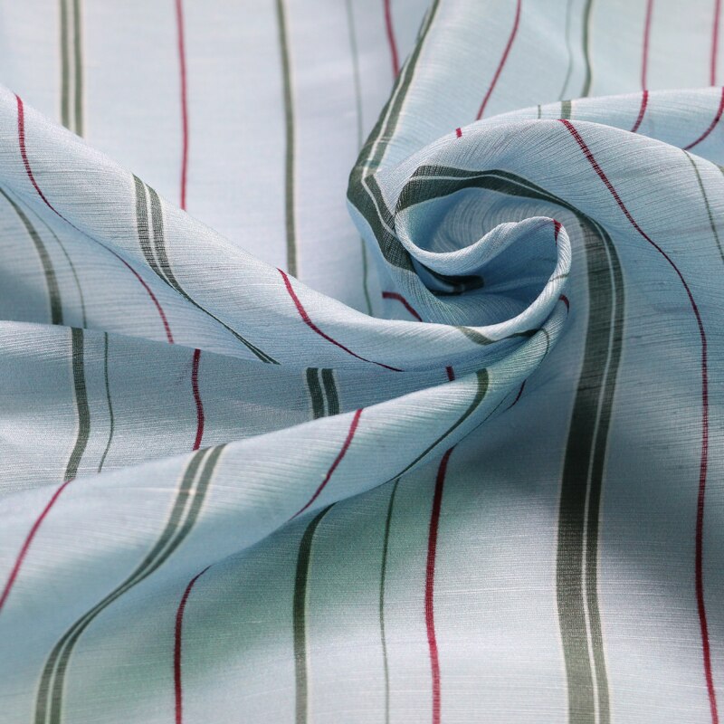 100cm * 140cm tela de gasa de lino de seda a rayas para camisa de vestir amarillo azul