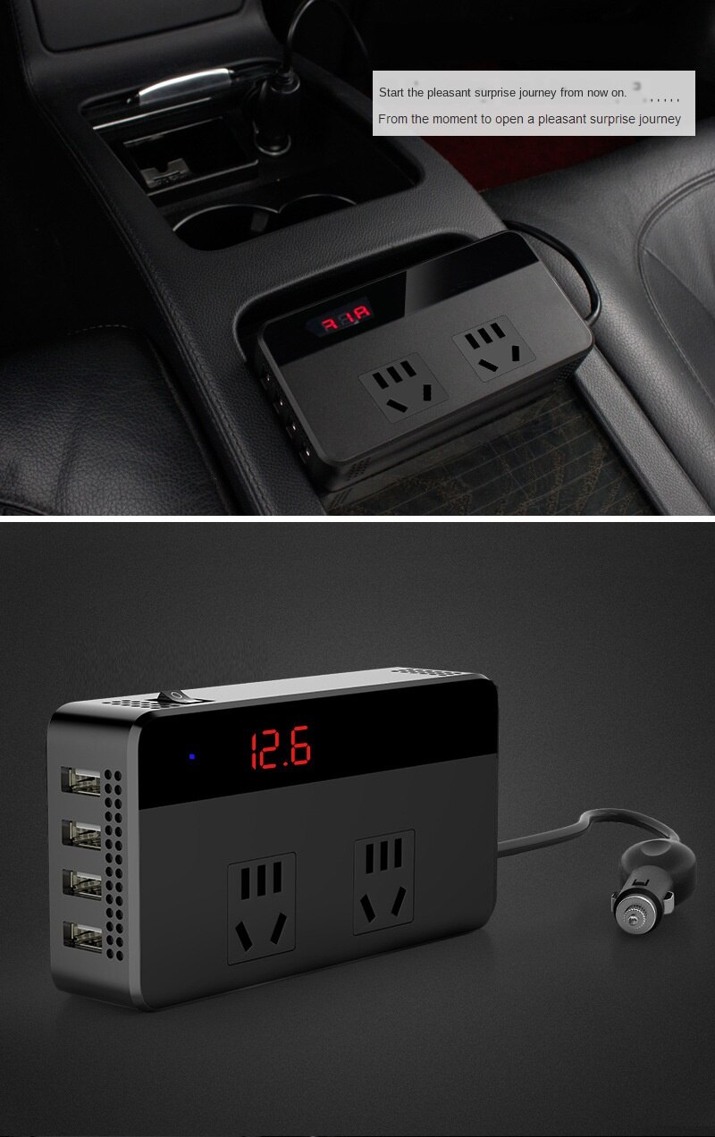 200W Car Inverter 12V/24V to 220V Household Power Converter Multi-Function Auto Socket Charger
