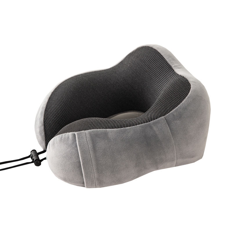 memory foam neck pillow massage cushion travel vacation car seat rest: Gray