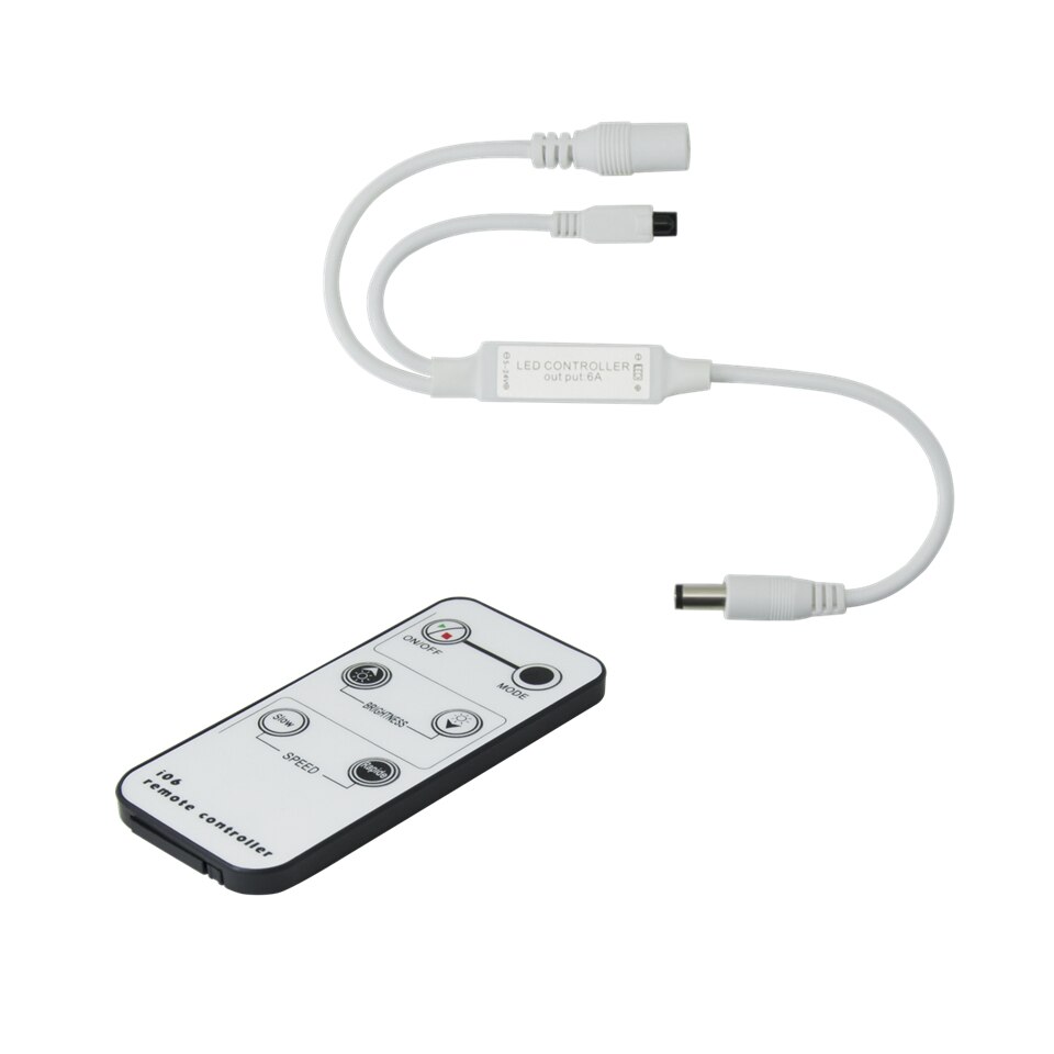 Mini fjernbetjening lysdæmper til enkelt farve led strip/led bånd/led tape  dc 12v 6a 72w ir 6 nøgle trådløs fjernbetjening