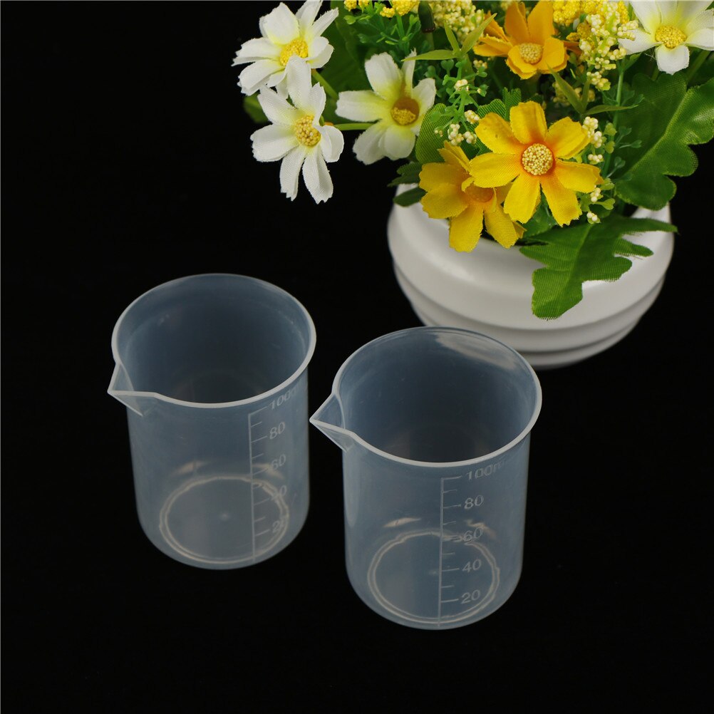 2PCS 100mL Graduated Borosilicate Glass Beaker plastic transparent Beaker Set School Laboratory Study Supplies