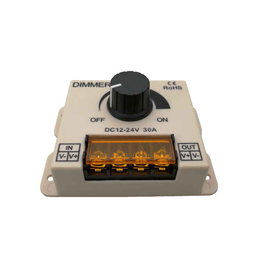 30a led strip lysdæmper 12v 24v 720w max maks effekt til led enkelt tænd sluk kontakt knap kontrol elektrisk støddæksel lysregulator