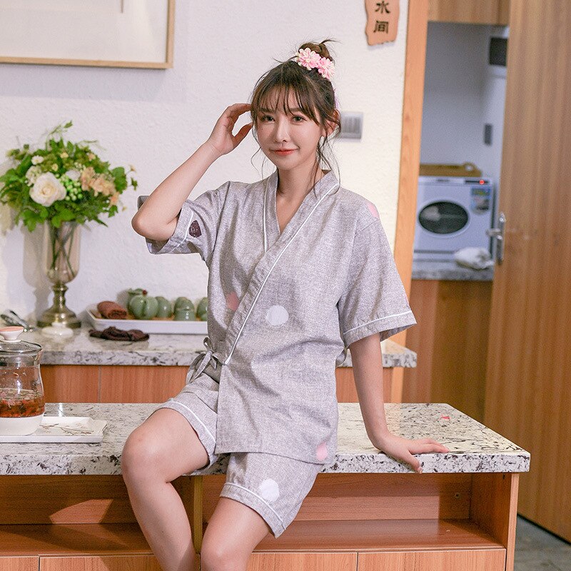 Zomer Pyjama Set Stijl Kimono Thuis Kleding – Grandado