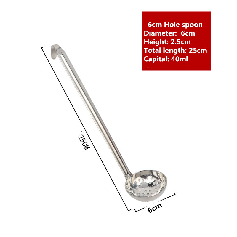 Louche à Long manche en acier inoxydable, cuillère de service, grande cuillère à soupe ronde Buffet, ustensiles de cuisine créatifs, vaisselle: 6cm hole spoon
