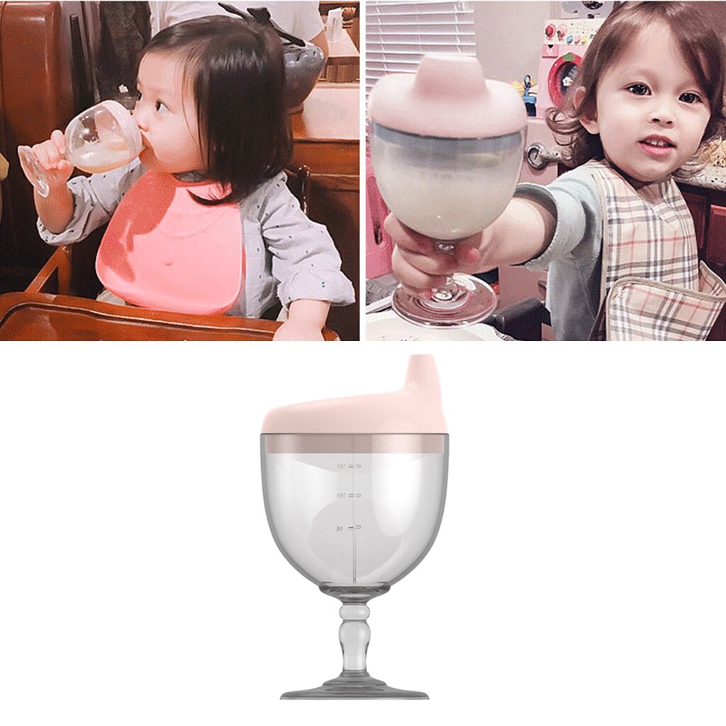Taza de leche para el desayuno para niños, vaso para la alimentación de agua con forma de copa y botella de lactancia a prueba de fugas de 150ml