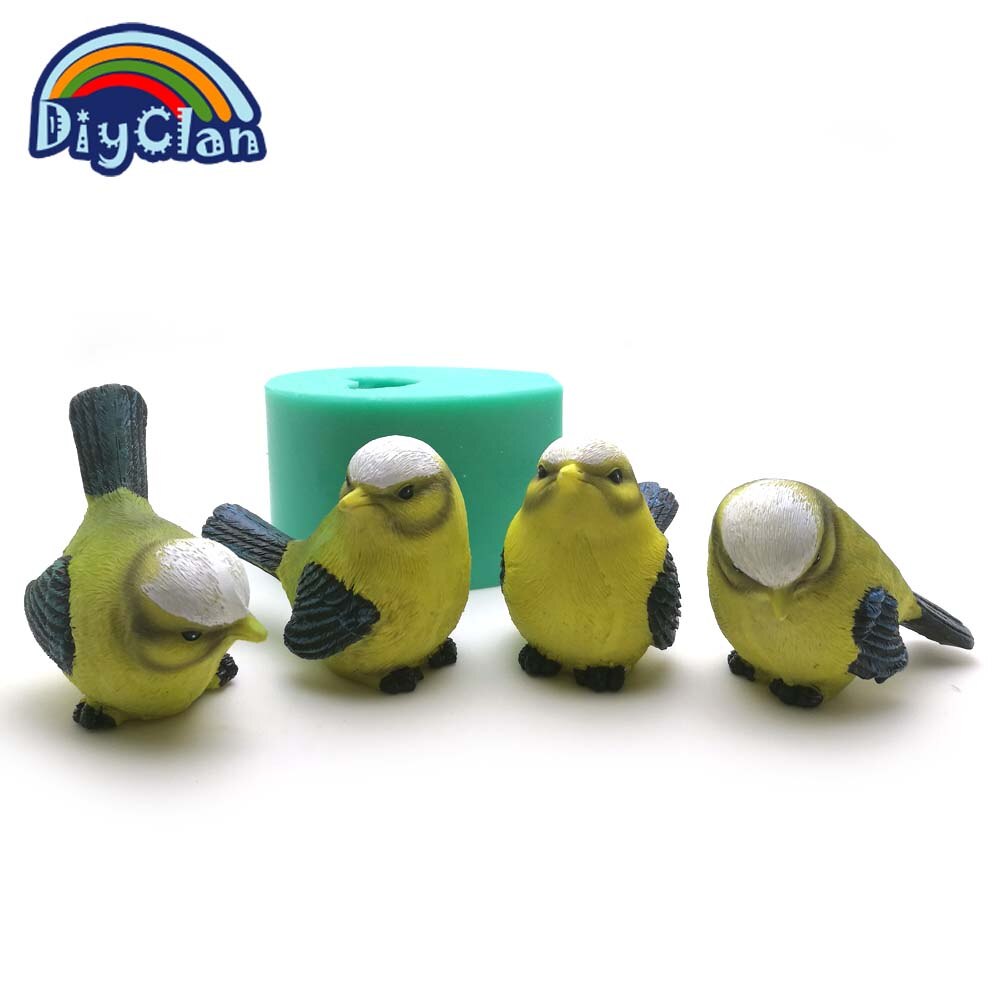 4 Style DIY Silicone Bird Molds For Cake Decoration 3D Simulation Cuckoo Soap Form Salt Sculpture Sculpture Chocolate Sparrow