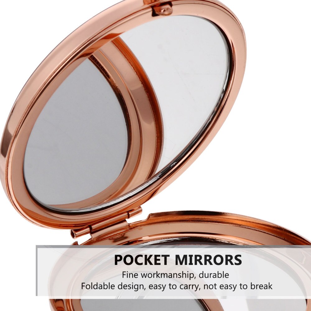 Portable Metal Makeup Mirror Handheld Mini Cosmetic Make Mirror