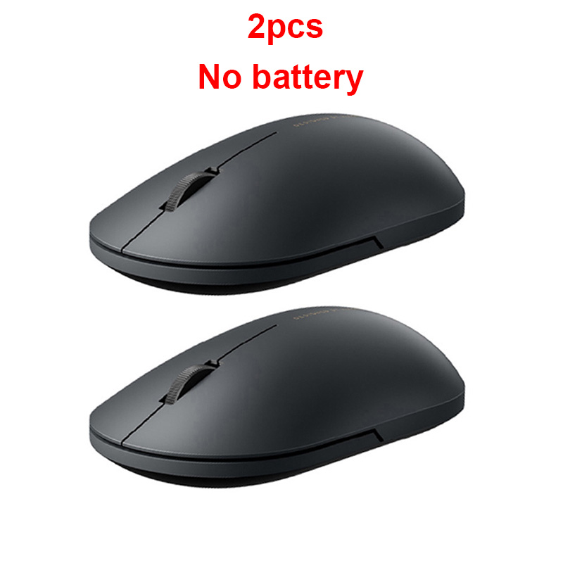 Originele Xiaomi 2.4Ghz Draadloze Muis 2 Wifi 1000Dpi Optische Draagbare Muizen Gestroomlijnde Vorm Voor Pc Laptop Notebook Kantoor game: 2pcs Black