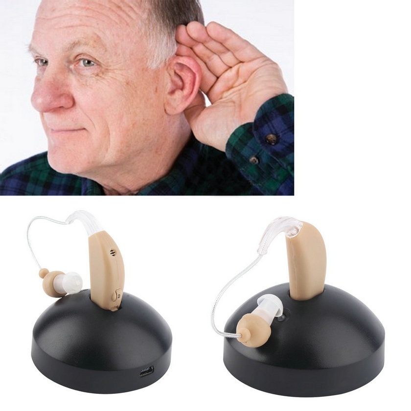 Oplaadbare oor gehoorapparaat mini apparaat oor versterker digitale hoortoestellen achter het oor voor ouderen acustico EU plug