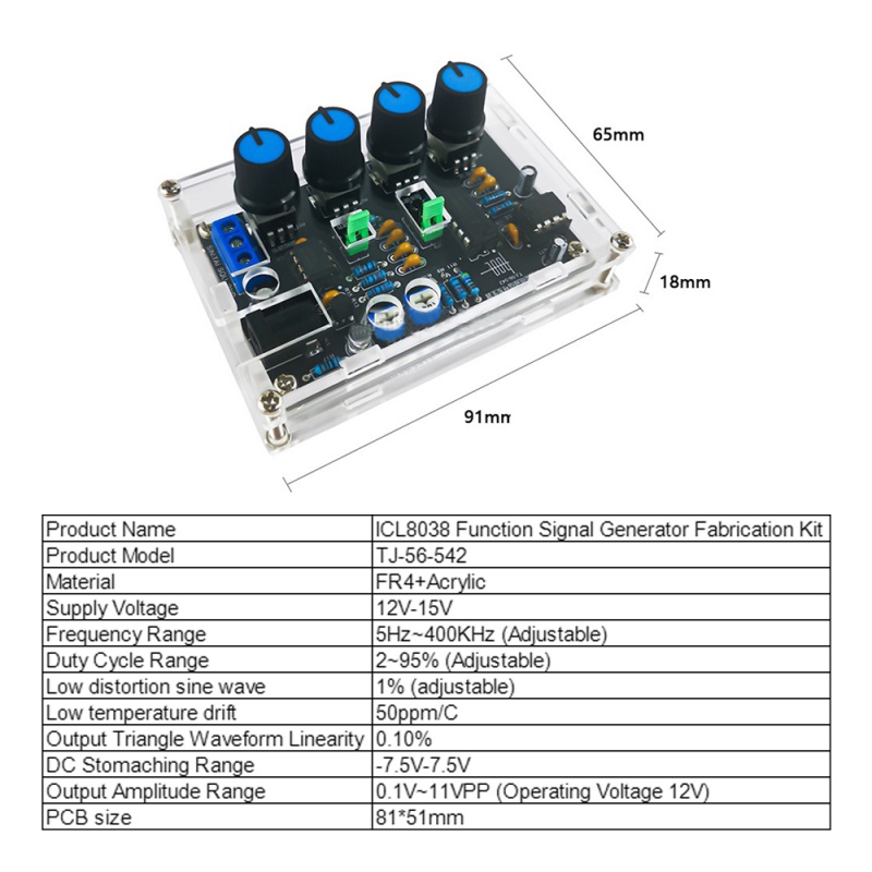 DIY ICL8038 Multi-function Low Frequency Signal Generator DIY Soldering Practice Electronic Kit
