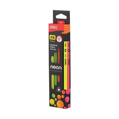 DELI lápiz de grafito de neón brillante Color 12 unids/pack HB/2B de para estudiantes papelería lápices de madera: EU51600-HB