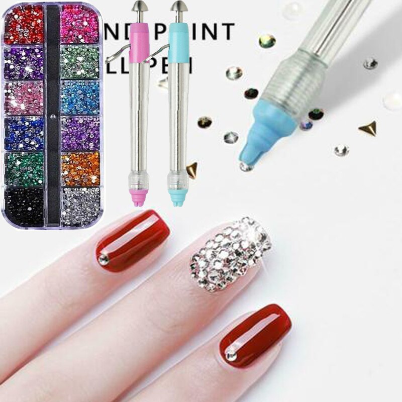 Multifuncional ponto de unha broca caneta manual ponto broca caneta strass pintura diamante ponto cruz ferramenta bordado