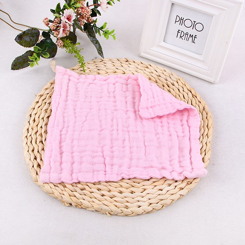 Toalla de mano para la cara del bebé de 30x30 CM 100% gasa de algodón 6 capas paño de lavado infantil toalla para la cara del niño: Rosa