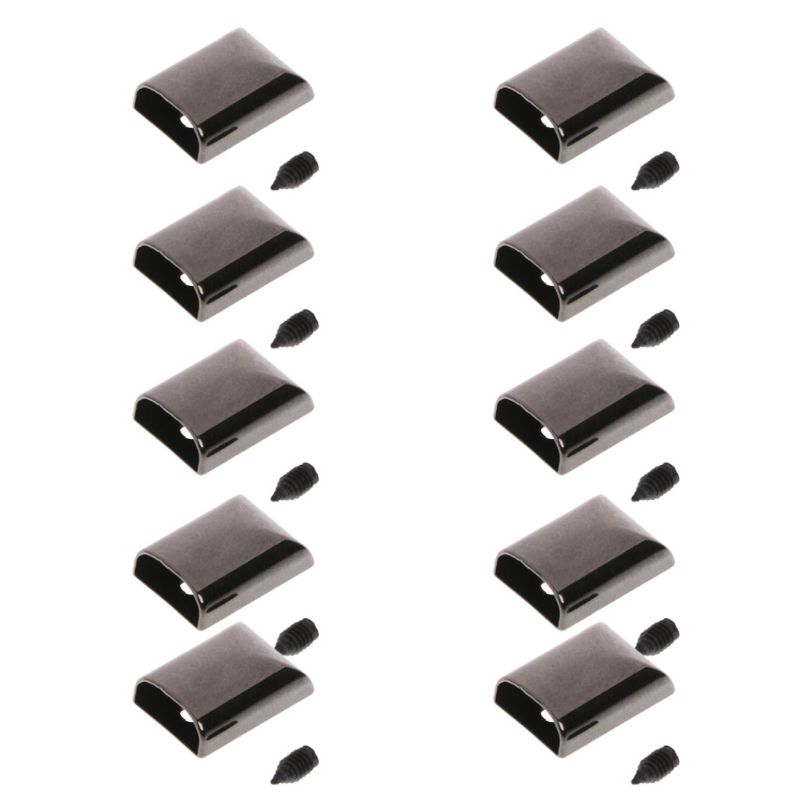 10pcs Leather Craft DIY Metal Zipper Tail Clips Buckle Stop Tail Plug Head Tool Fastener with Screws Bag AccessoriesNew: Black