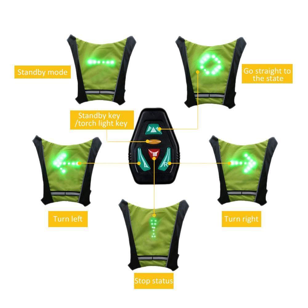 Safety cycling vest Wireless remote control LED luminous luminous light bag warning Riding bag vest Illuminated O1Y4