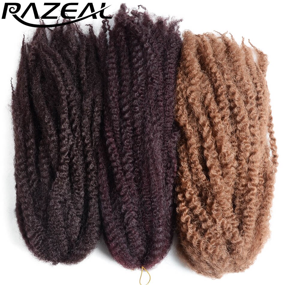 Razeal 4Packs 100g Synthetic Marley Braids Crochet Hair Afro Twist Braiding Hair Extensions High Temperature Fiber