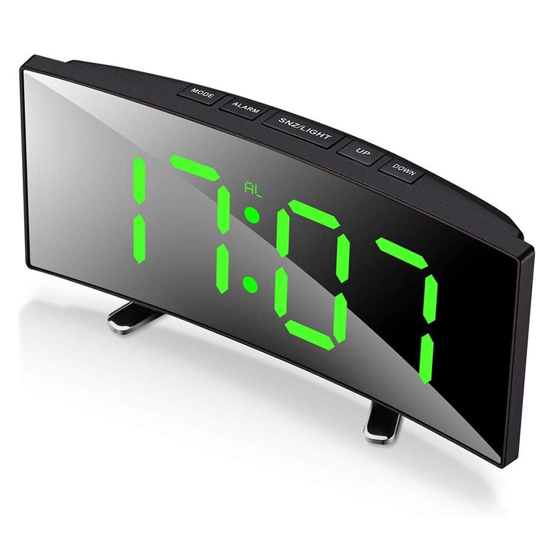 Digital Alarm Clock, 7 Inch Curved Dimmable LED Sn Digital Clock for Kids Bedroom, Green Large Number Clock, Lightweight: Default Title