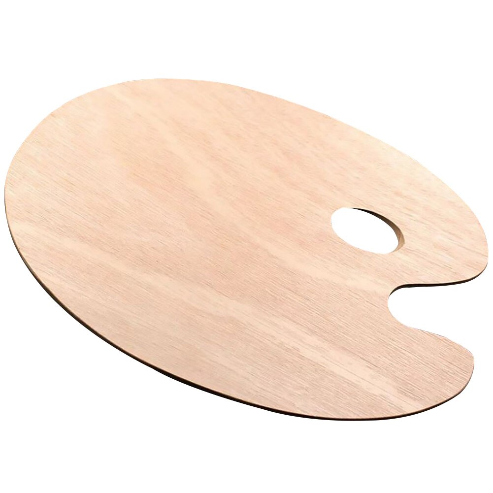 Paleta ovalada de madera para pintura al óleo, bandeja de acrílico liso con agujero para el pulgar, suministros de Arte de madera ecológica