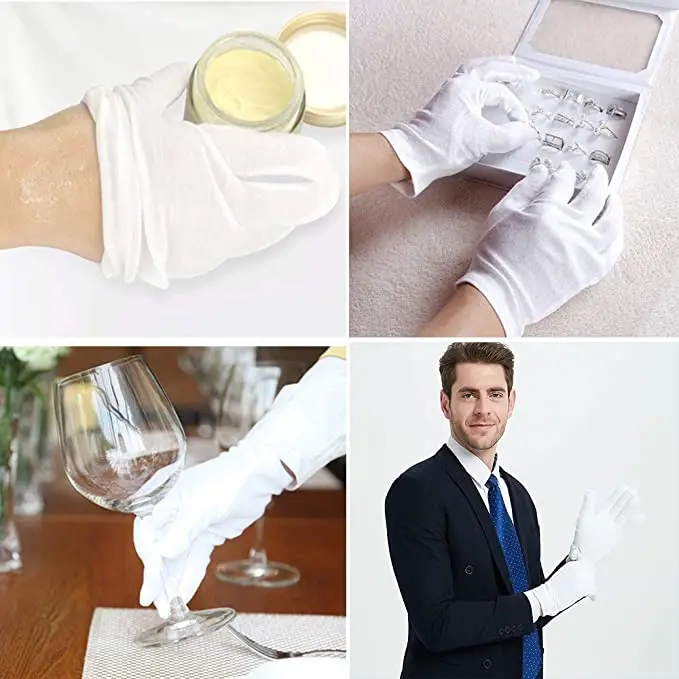 Guantes de trabajo de algodón blanco para manos secas, película de manipulación, guantes de SPA, guantes ceremoniales de alto estiramiento, herramientas de limpieza del hogar