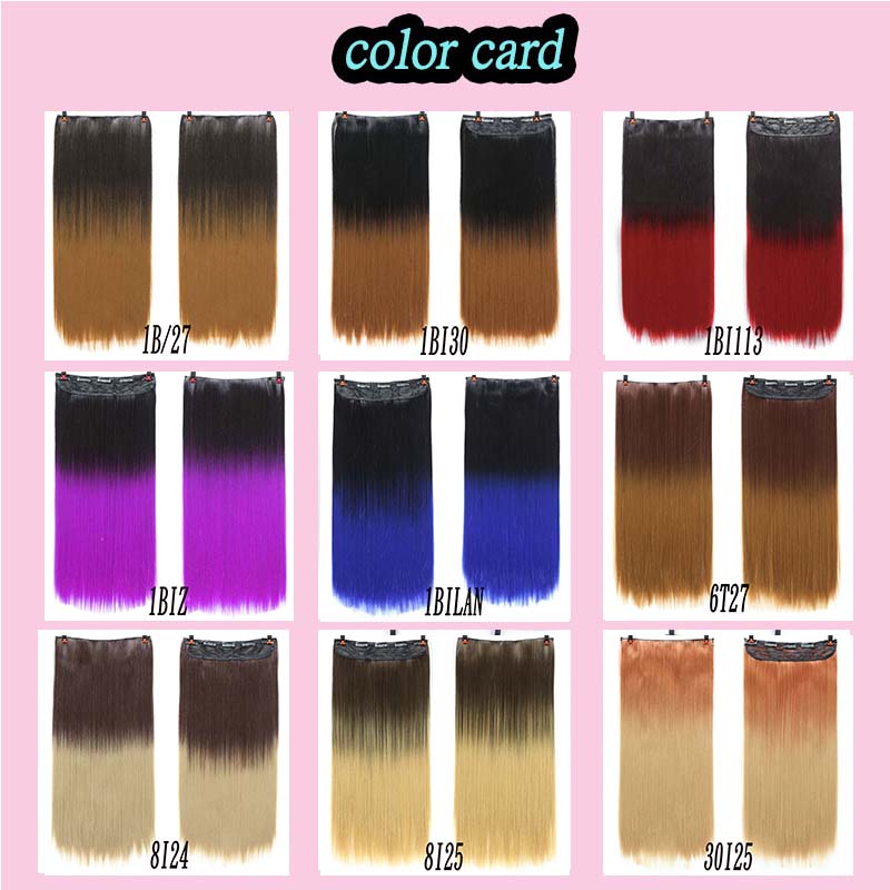 Xuangunag 5 klipp lange rett kvinner clip in hair extensions naturlig silkeaktig rett hår extension the gradient color