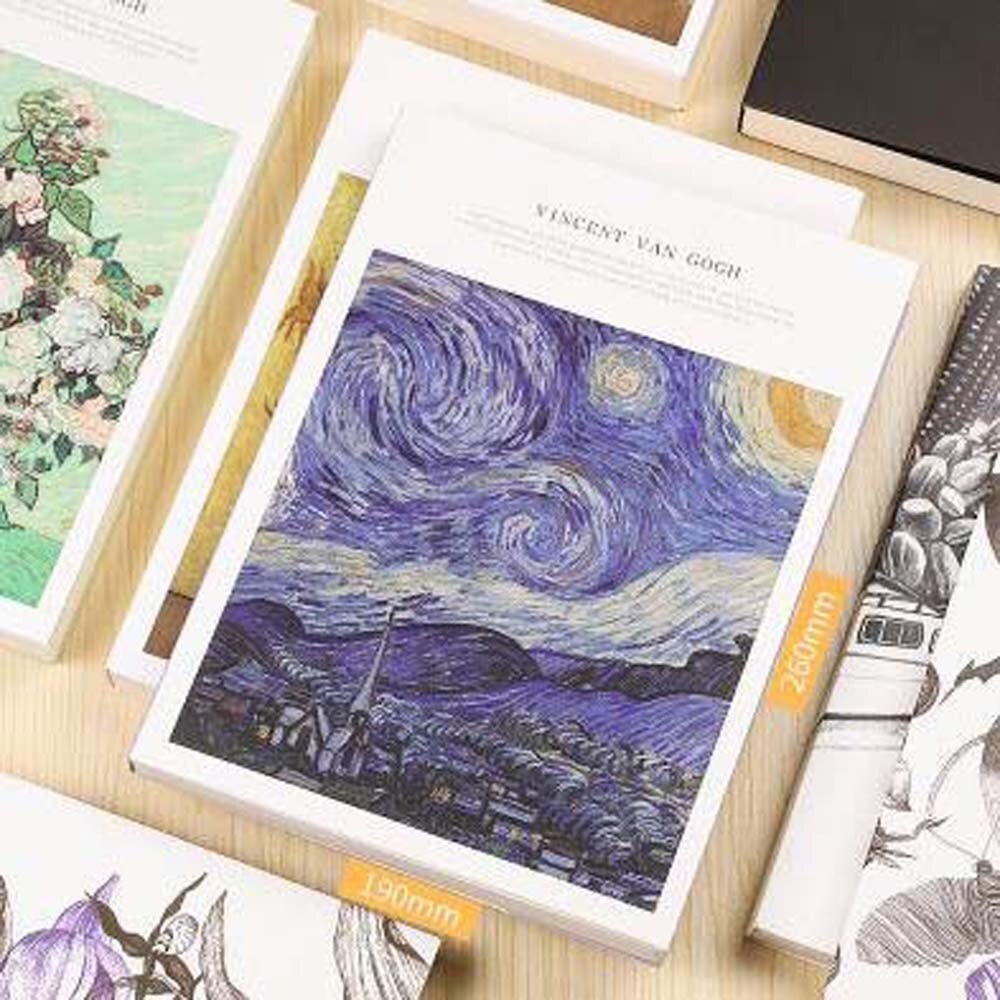 128 Sheets Thickened Paper Sketch Book Beige Paper Art Drawing Painting Book Graffiti Sketchbook School Office Stationery