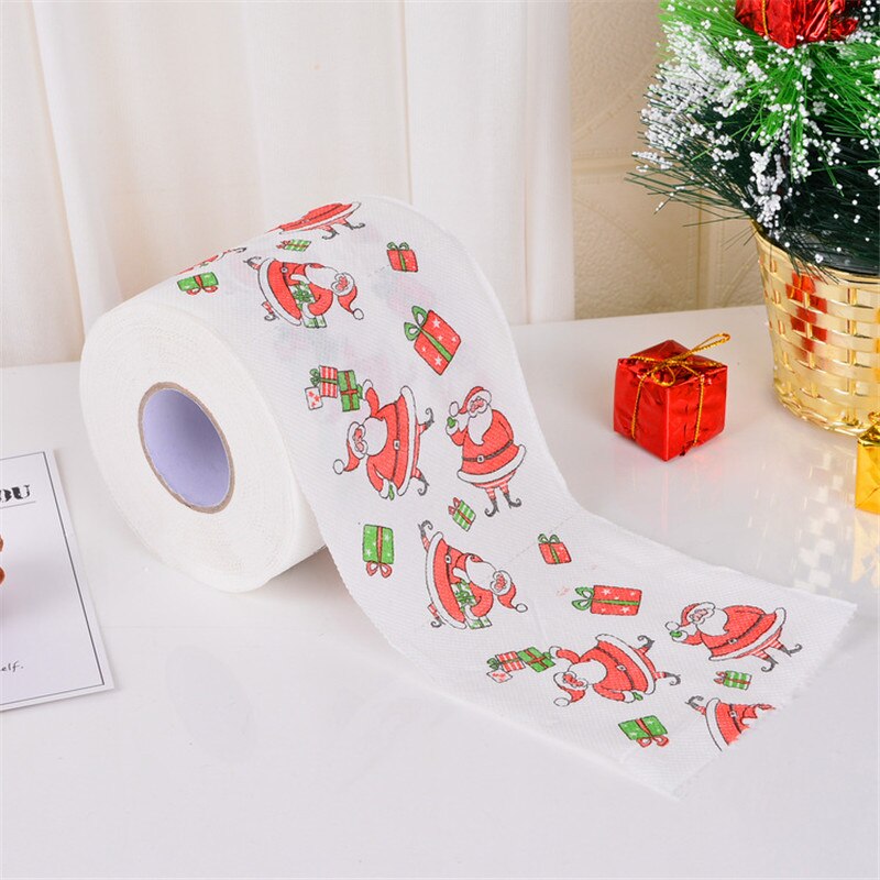 1 rol kerstman vrolijk kerstfeest toiletpapier thuis badkamer tissue rol bedrukt toiletpapier kerst doe-het-zelf cadeaus decoratie: 2
