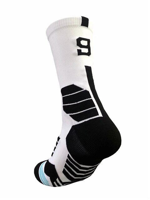 Calzini da basket professionali collocazione 0-9 numero calzini inferiori calzini sportivi sportivi per uomo e donna: 9 white Socks 1pcs