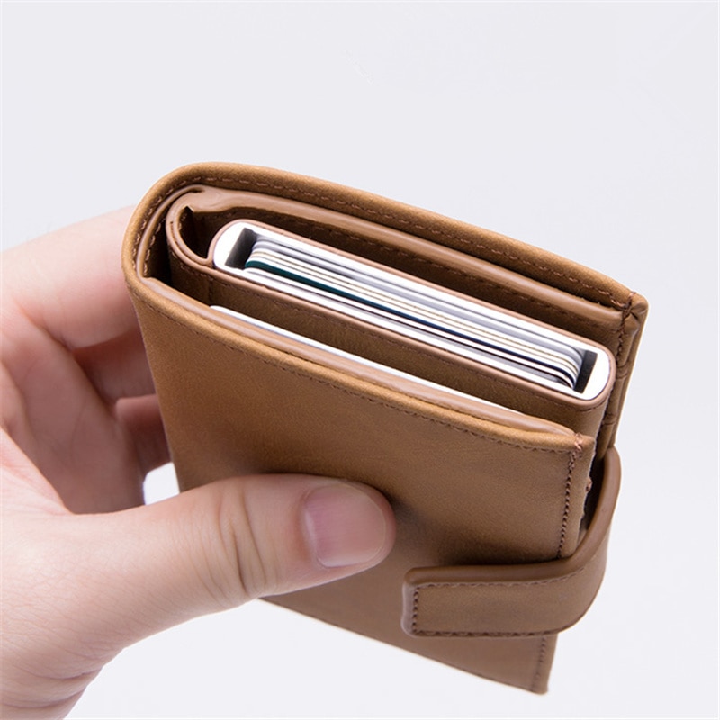 ZOVYVOL RFID Blocking Card Holder - Slim Metal & PU Wallet - Business Card Case for Men & Women