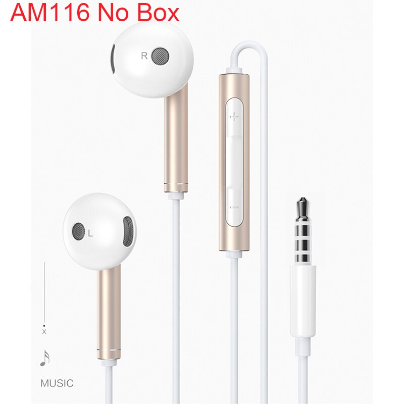 Original Huawei Honor AM115 AM116 Earphone With 3.5mm Headset Wired Control For Huawei P10 P9 P8 Honor 8 Mate 40 30 20 P20 P30: AM 116 No Box