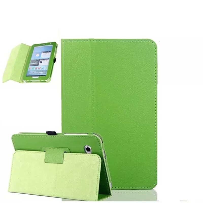 For Samsung Galaxy Tab 2 7 GT P3100 PU Leather Case Cover For Samsung Galaxy Tab 2 P3100 7.0 inch Stand Tablet Case +FilmPen: green