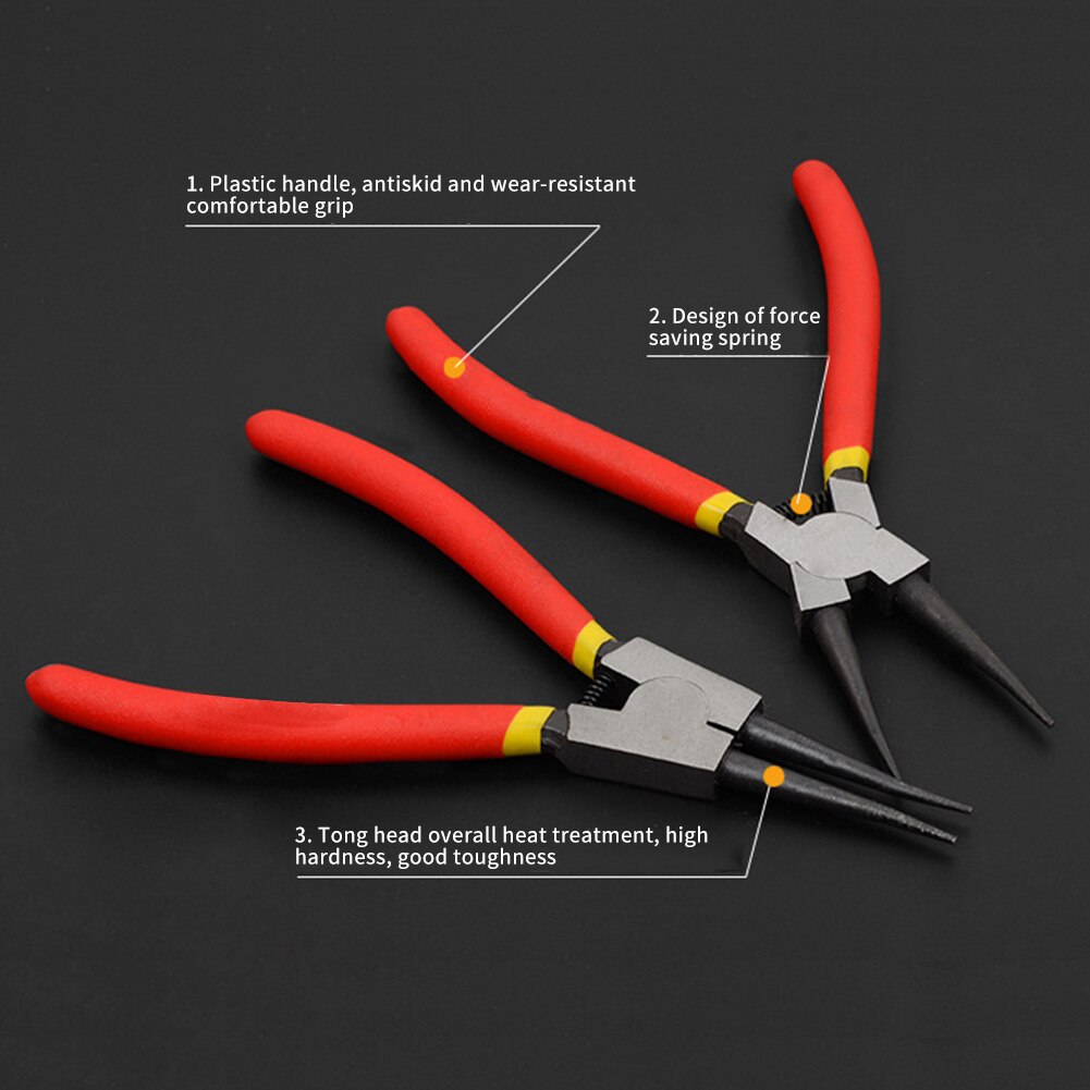 4-piece portable internal and external pliers fixed pliers multifunctional pliers set crimping tool straight and curved snapring