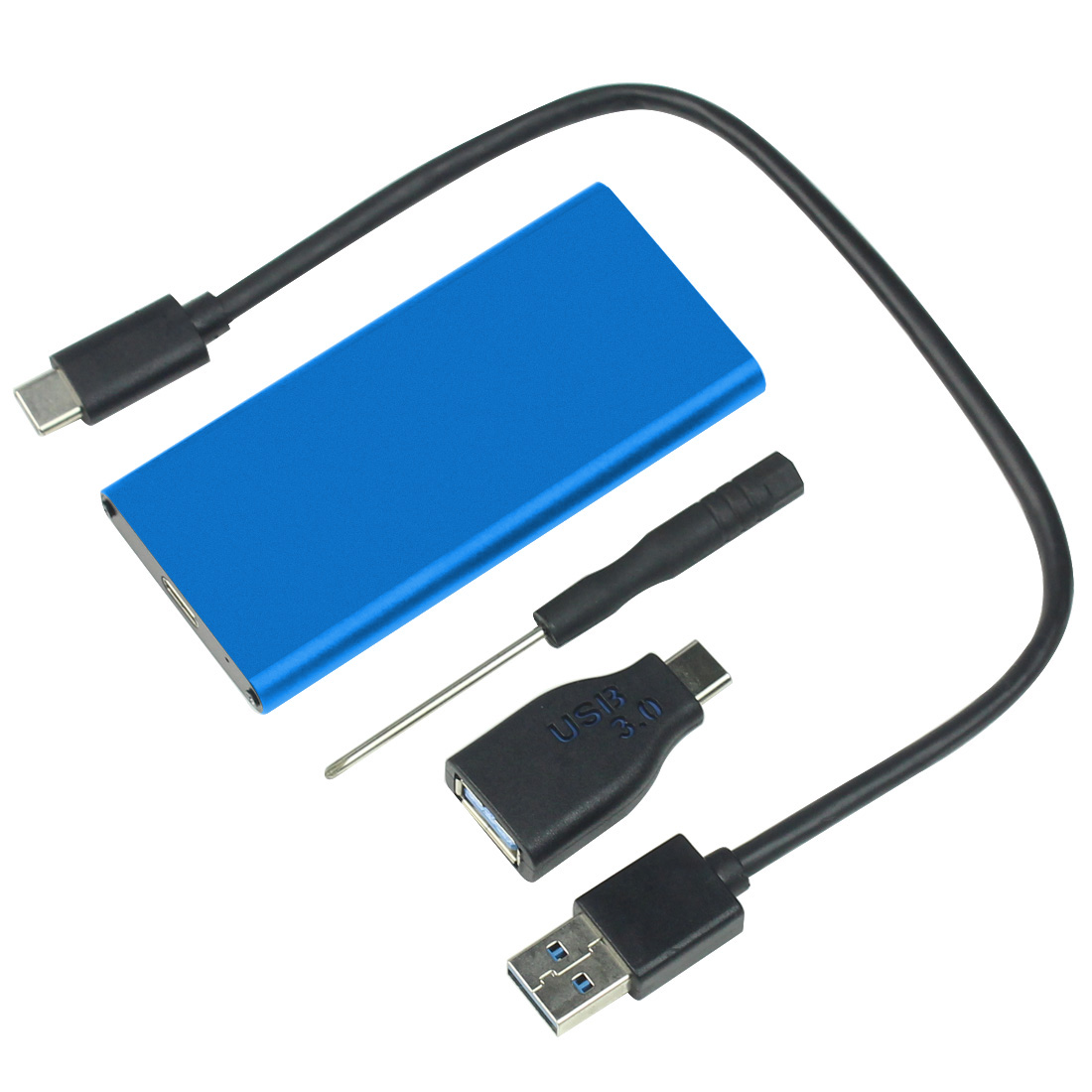 USB3.1 Ssd Type C Msata Behuizing Case 10Gbps Hoge Snelheid Harde Schijf Doos Kabel Ondersteuning 30*25 30*50 Mini Sata 4Tb Voor Macbook Pc: Blue