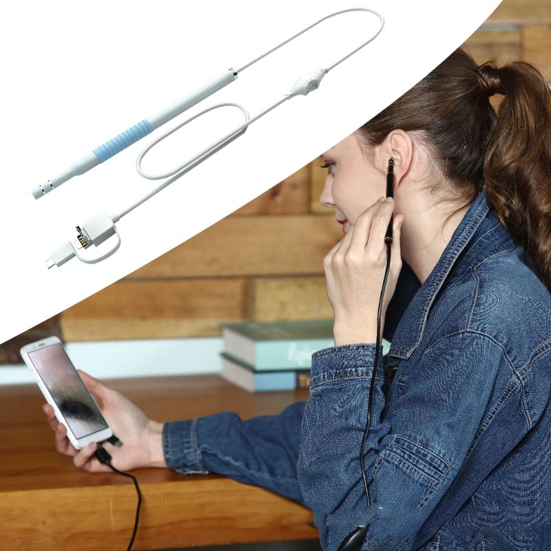 Czyszczenie uszu endoskop 3-w-1 USB wizualne łopatka robić uszu 5.5mm mini kamera 6 oświetlenie doprowadziło światła Earpick usuwania wosku z uszu zestaw narzędzi