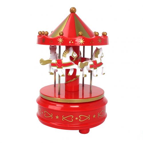 Carrousel de boîte à musique | Décor joyeux rond romantique, ornement pour d'anniversaire, boîtes à musique, décoration de maison: Rouge