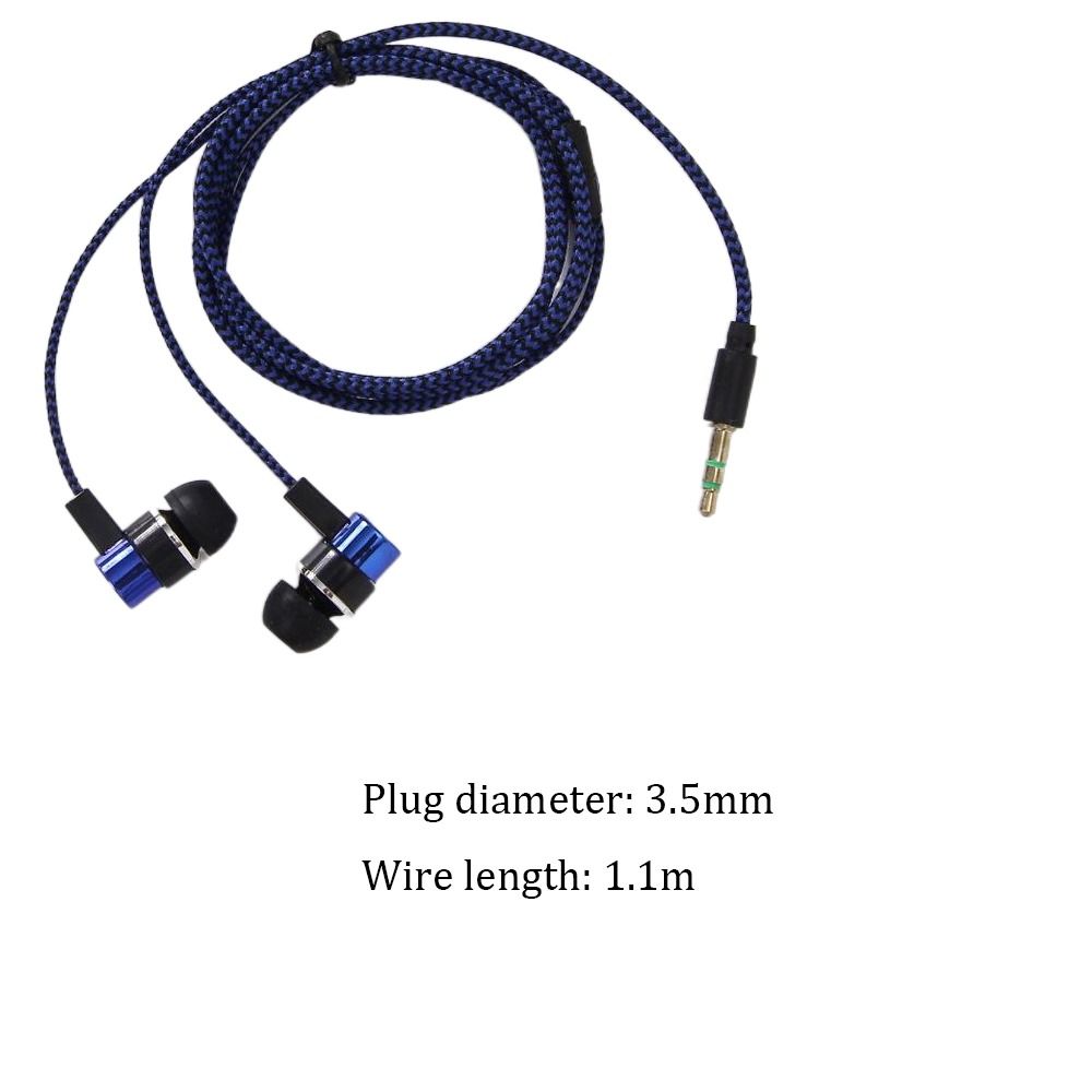 Cable Headset Stereo In-Ear Earphone Bass Earpiece 3.5mm Earbuds Nylon Weave Portable HiFi Headphone Mobile Phone Computer MP3