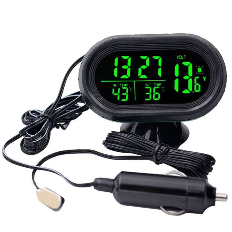 12v/24v bilar lcd digital termometer voltmeter led klocka larm monitor testare