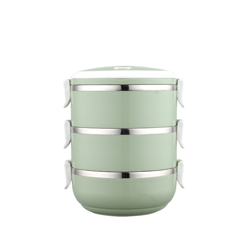 Tiffin box stainless steel lunch box Bento Box combination container for food thermal insulation: Green 3 layers