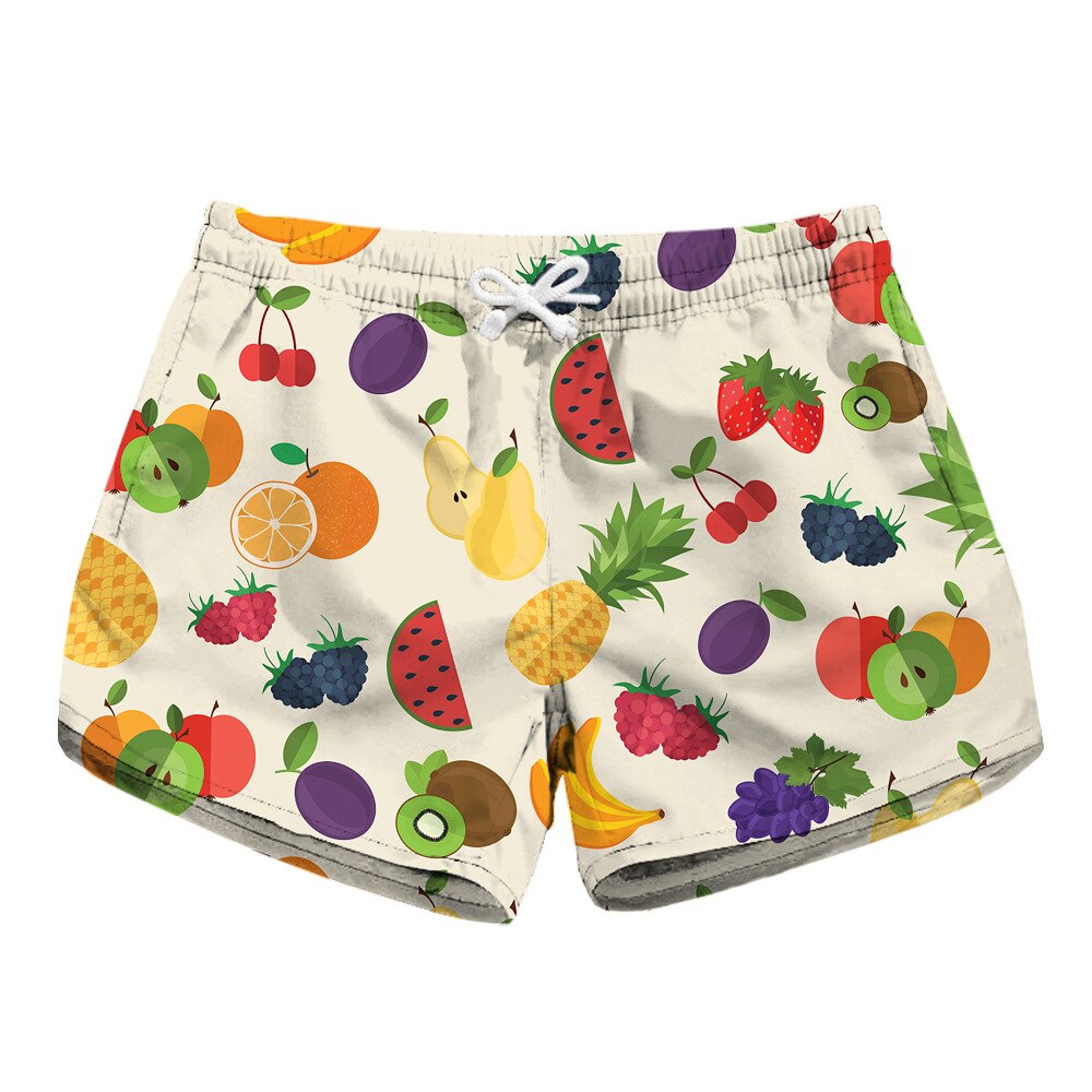 Pantalones cortos de playa para mujer, Shorts deportivos finos con estampado 3D de fruta para surfear, natación, Surf, vacaciones, bañadores femeninos: TYLbp-H024 / XL