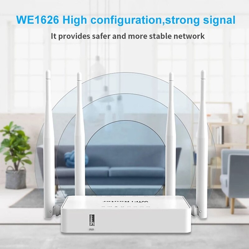 We1626 trådløs router 2.4g 300 mbps wifi router 5 porte router med 4 eksterne antenner