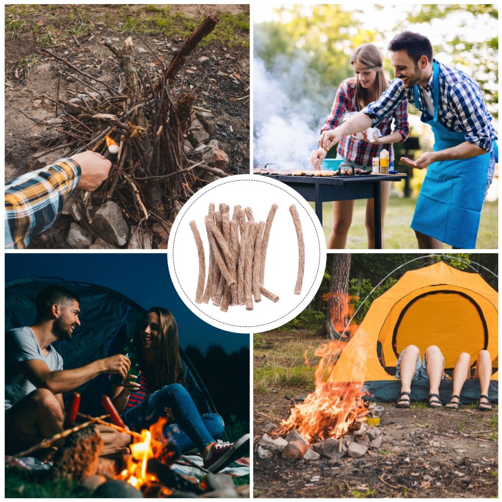 20pcs Hemp Cord Tinder Hiking Camping Flammable Cord Fire Starters Rope Lighter