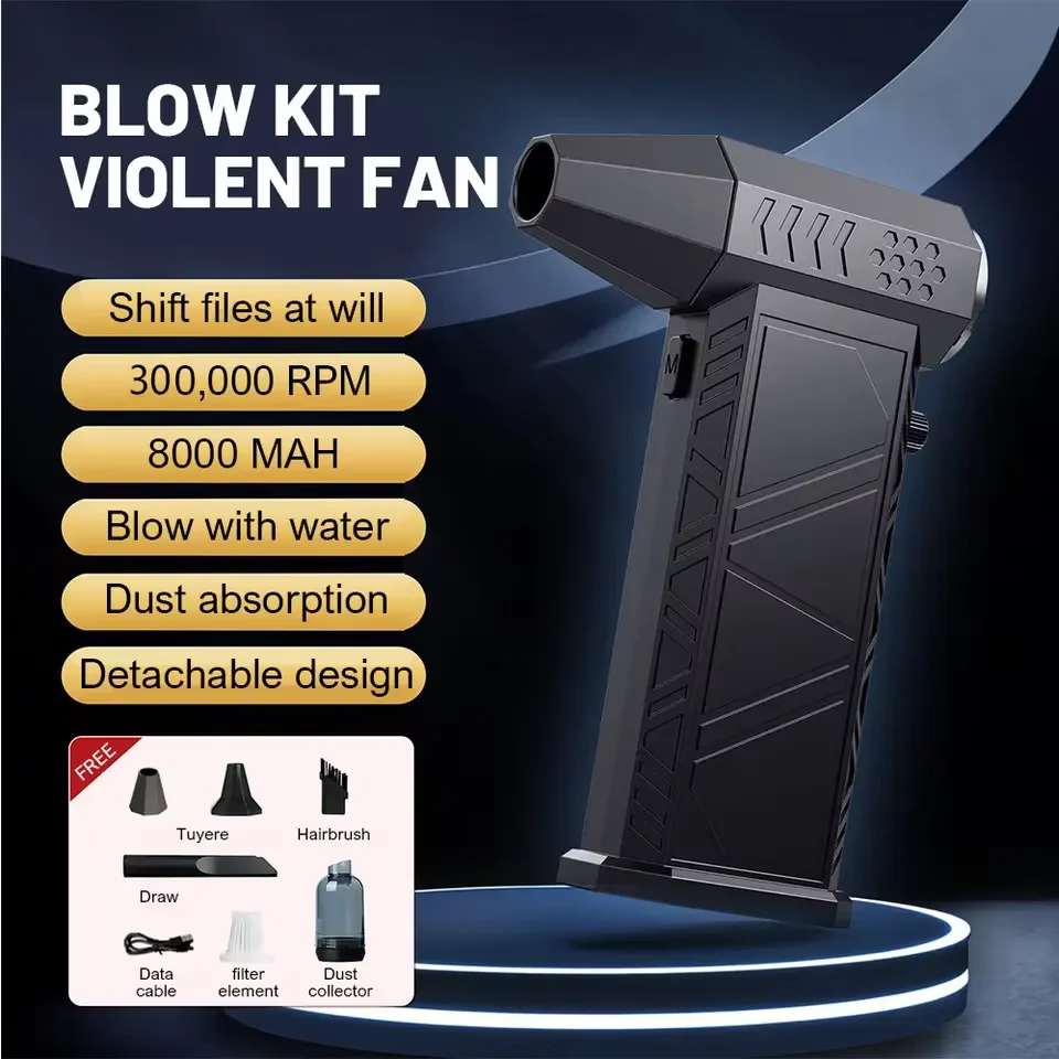 Xiaomi heftig Fan 400000 Leistungsstarker bürstenloser Turbo-Staubreiniger mit Drehzahl, wiederaufladbarer Typ-C-Luftgebläse, Reinigung, PC, 58 m/s, Strahlgebläse: Licht Grün