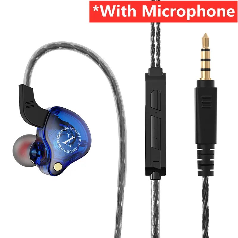 Oryginalne dynamiczne słuchawki przewodowe X2 HIFI ciężki bas słuchawki douszne słuchawki do gier Monitor sportowy zestaw słuchawkowy z redukcją szumów Mic: YELLOW