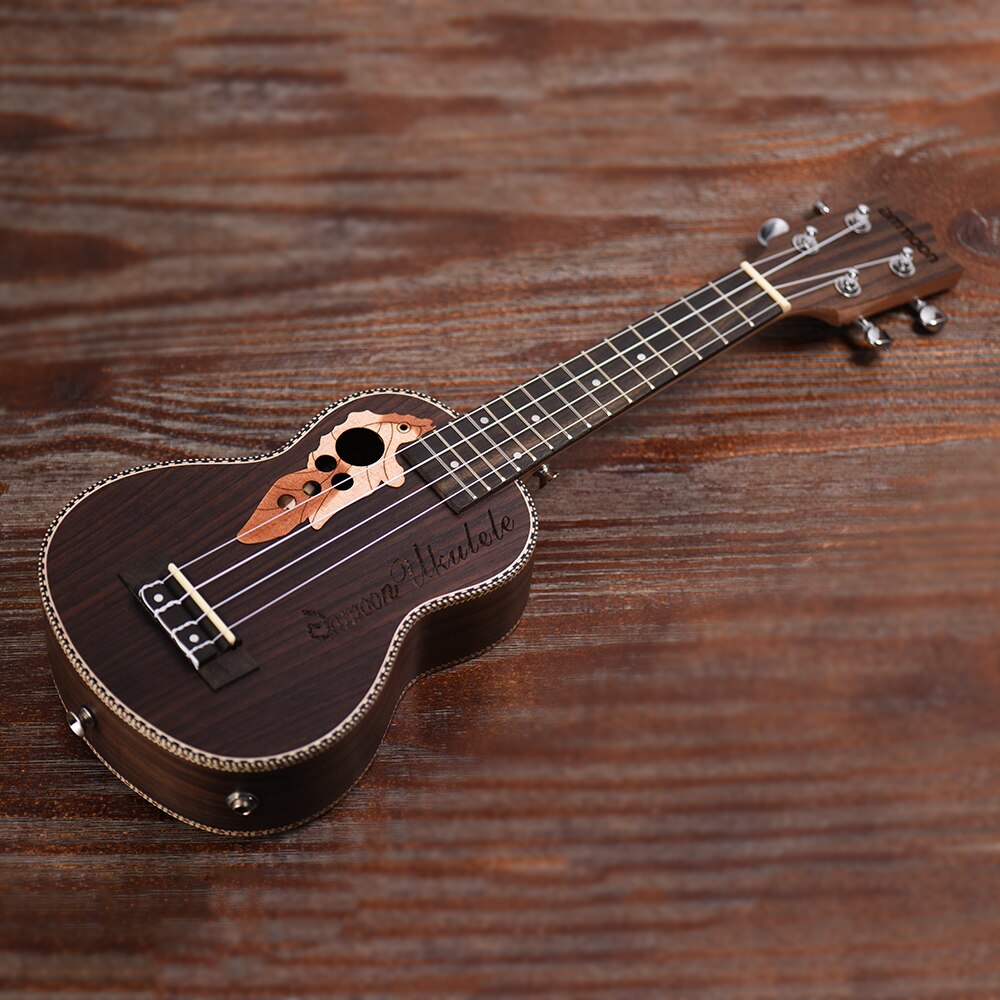 Ammoon spruce 21 " akustisk ukulele 15 bånd 4 strenge strenge musikinstrument med indbygget eq pickup
