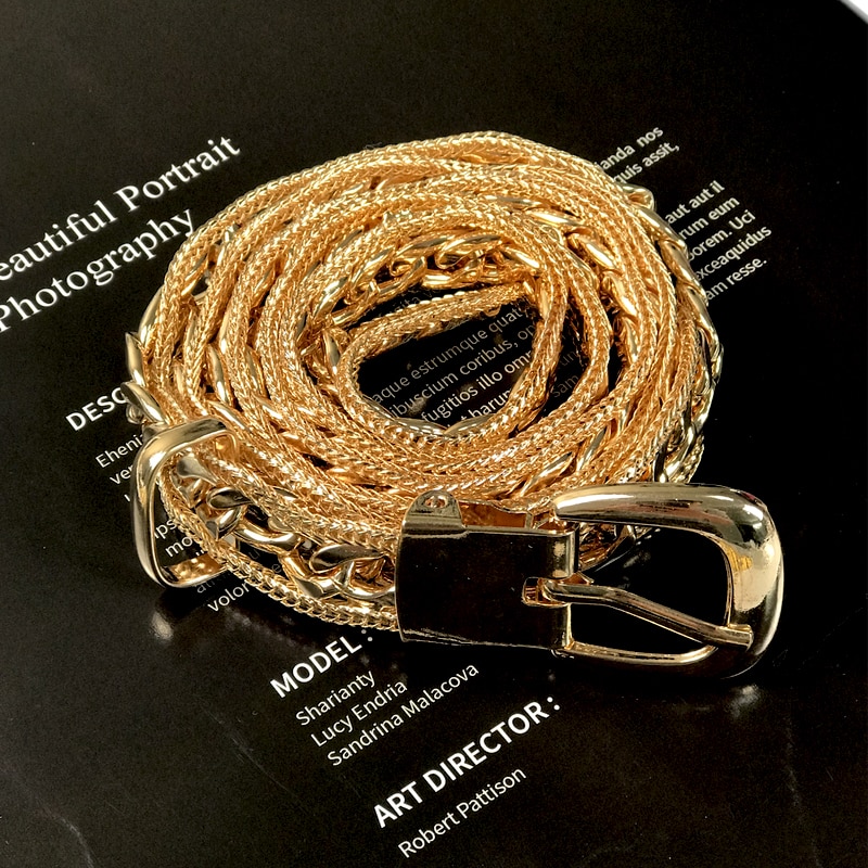 Cinturón de cadena de plata para mujer, metal dorado de cintura ketting riem Z, cinturones de de lujo para mujer, punk jeans, llavero, cinturón con cintos