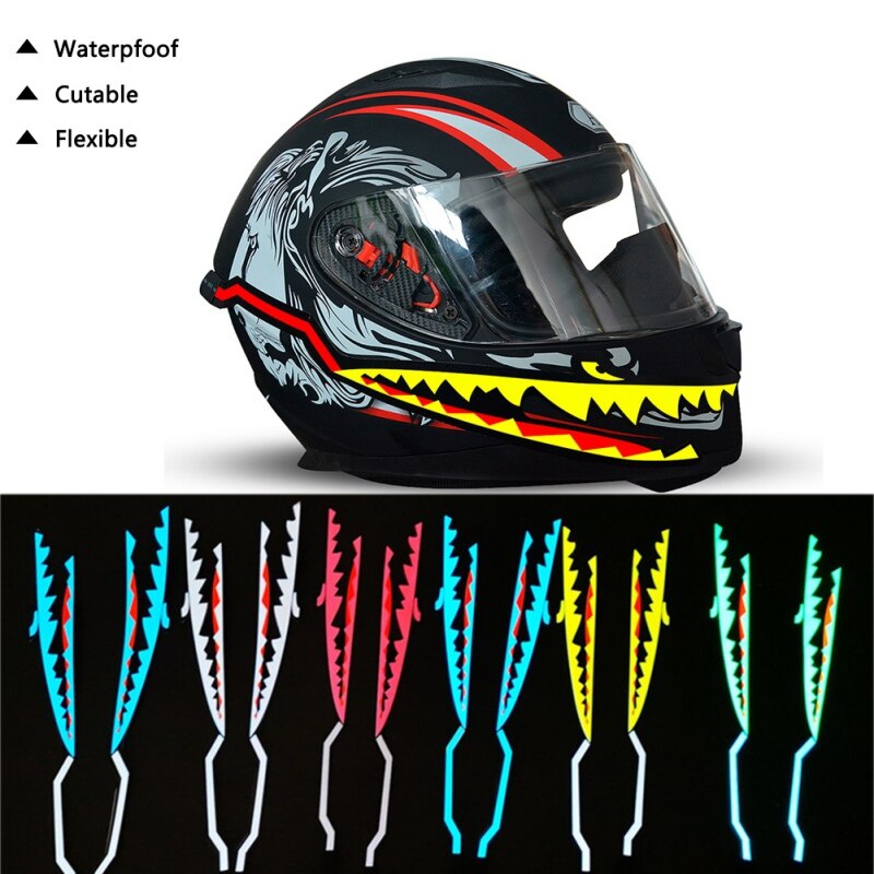 Motorcycle Night Riding Signal Waterproof Durable Helmet Kit Shark Pattern Helmet Light Strip Stripe LED Light Helmet Stripe