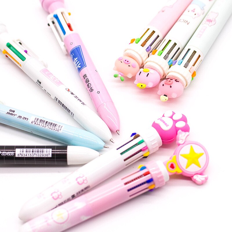 Creatieve 10 Kleuren Balpen Cartoon Schoolbenodigdheden Kantoorbenodigdheden Pennen Kawaii Multicolor Balpen Office Accessoires