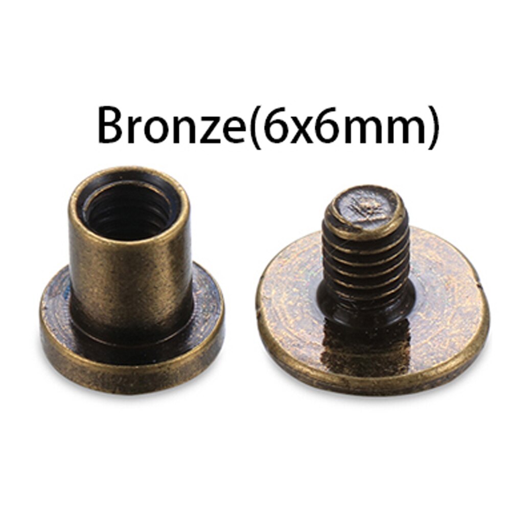 20Pcs Schraube Nagel Nieten Für Leder Handwerk Gürtel Feste Messing Nagel Nieten Schrauben Tuch Taste Dekoration Nagel DIY sammelalbum: bronze 6x6mm